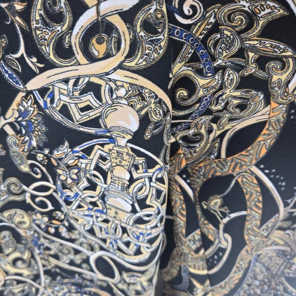 H&M Black Gold Paisley Palazzo Side Zipper Wide Leg Pants Size 0 - Picture 5 of 11